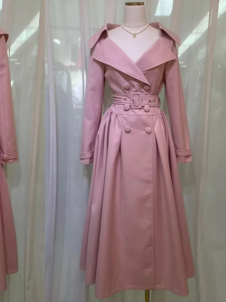 Zweireihiger Trenchcoat mit Umlegekragen – Kaffeebraun